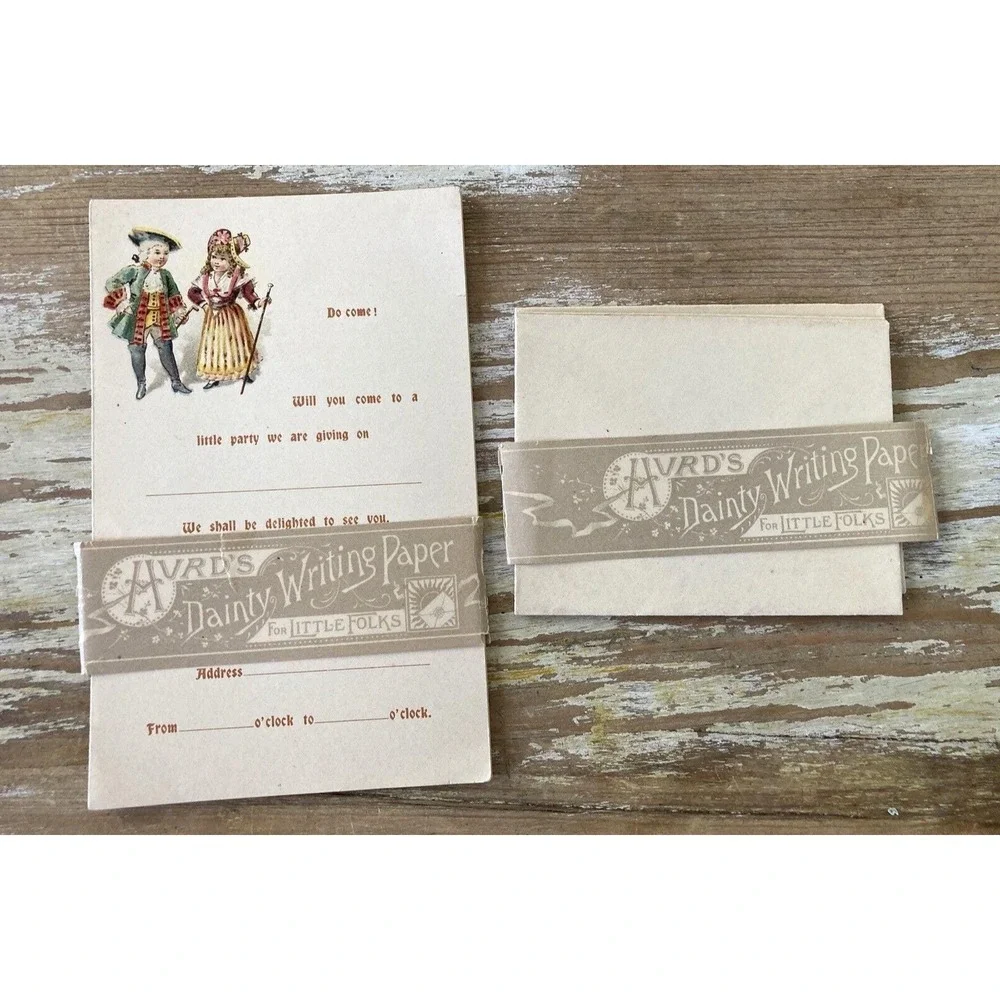 Antique Hurds Dainty Writing Paper For Little Folks stationery party invitations